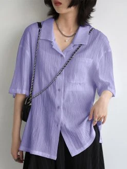 Solid Textured Half Sleeve Button Front Lapel Shirt 20 Solid Textured Half Sleeve Button Front Lapel Shirt -Zanzea Shop 5e673a46 b5f4 4bc9 8e4a c93d592812ac