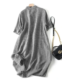 Check Print Pocket Button Front Lapel Short Sleeve Dress -Zanzea Shop 5ea1842d dd9b 4dea 8c99 4ad94628727f