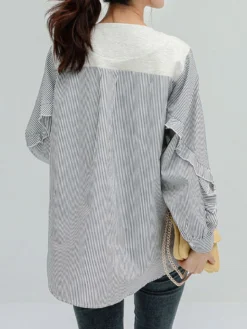 Stripe Patchwork High-low Long Sleeve Crew Neck Blouse -Zanzea Shop 5eaa660c 5ae5 40d1 a2b6 c93fad9b7a9c