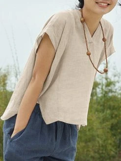 Solid High-low V-neck Short Sleeve Slit Casual Blouse 20 Solid High-low V-neck Short Sleeve Slit Casual Blouse -Zanzea Shop 5eb1bdaa 9691 4e12 8081 0d42ea08ebe6