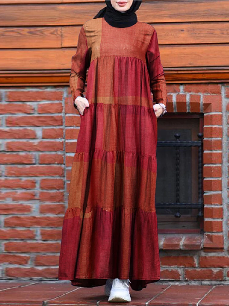 Plaid Print Contrast Color Casual Dress With Pocket For Women 3 Plaid Print Contrast Color Casual Dress With Pocket For Women - Image 3