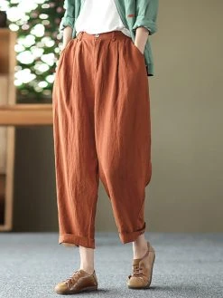 Leisure Solid Cotton Pocket Casual Pants -Zanzea Shop 5ee545fe fa0b 4f7f 855d e470073b9be2