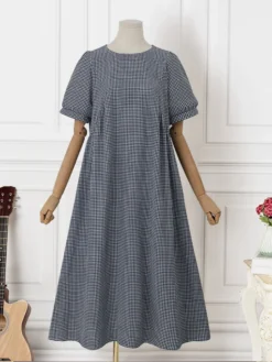 Women Gingham Plaid Crew Neck Casual Short Sleeve Dress -Zanzea Shop 5f8576e8 b5c0 45fd a416 f89cb40c4fe0