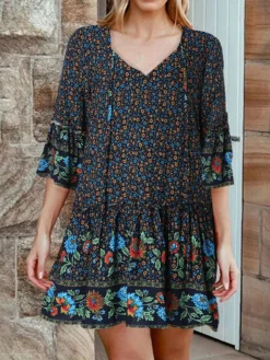 Bohemian Allover Floral Print V-neck Dress For Women 6 Bohemian Allover Floral Print V-neck Dress For Women -Zanzea Shop 5f8ef8e0 11bb 467f ace4 89cc43eeb3cf