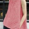 Plaid Knotted Round Neck Sleeveless Casual Tank Top