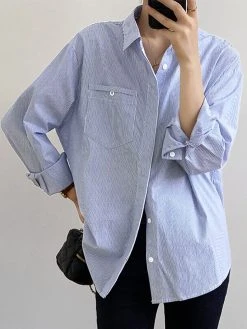 Stripe Pattern Button Front Long Sleeve Lapel Shirt -Zanzea Shop 5fd00738 876c 41fe a9b9 9f558cdadfbf