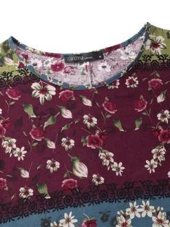 Floral Print Patchwork Short Sleeve Plus Size Baggy Dress -Zanzea Shop 605fb060 893c 4ac5 9e61 bb59161c4800