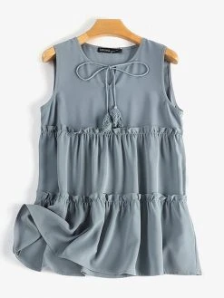 Women Lettuce Trim Tiered Tie Neck Sleeveless Tank Top 17 Women Lettuce Trim Tiered Tie Neck Sleeveless Tank Top -Zanzea Shop 606cd1e7 b48c 4f16 b3d6 455d091801f5