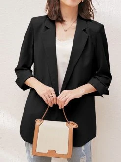 Solid Lapel Slit Hem Back Long Sleeve Blazer For Women -Zanzea Shop 6074894b 7e00 49b8 bb5d b670c4804797