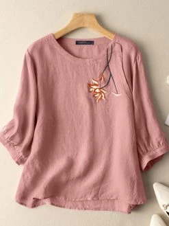 Flower Embroidery Crew Neck 3/4 Sleeve Casual Blouse 12 Flower Embroidery Crew Neck 3/4 Sleeve Casual Blouse -Zanzea Shop 610e442d e8e7 4bf0 a8b7 9e1ea4e0a435