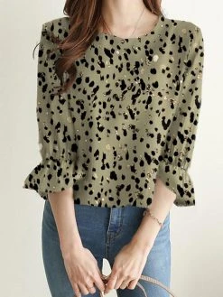 Random Allover Print Crew Neck Casual 3/4 Sleeve Blouse 22 Random Allover Print Crew Neck Casual 3/4 Sleeve Blouse -Zanzea Shop 61158d73 6f95 4f96 a0cb 2bd950dd1024