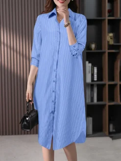 Stripe Pattern Slit Hem Lapel Long Sleeve Shirt Dress 12 Stripe Pattern Slit Hem Lapel Long Sleeve Shirt Dress -Zanzea Shop 6130f589 a18c 47eb aa6d f670a2d53402