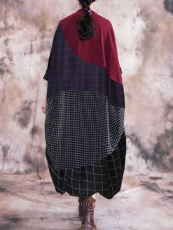 Vintage Striped Plaid Patchwork Plus Size Maxi Dress -Zanzea Shop 613ad524 96c7 461d 9137 931f1c9dc397