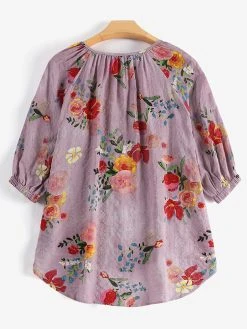 Women Swan Watercolor Floral Print V-Neck Half Sleeve Blouse -Zanzea Shop 61414cb8 e9fa 4a34 bba1 efc0c57fe0ed