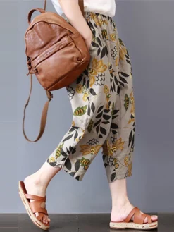 Vintage Floral Print Elastic Waist Plus Size Pants With Pockets -Zanzea Shop 6168af71 11af 43de 8672 d5c206a5dd76