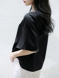 Satin Solid Ruffle Sleeve Boat Neck Women Blouse -Zanzea Shop 61b477a0 8914 4d66 a47d 4e701b3b9f6c