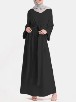 Solid Color Knotted Long Sleeve Maxi Muslim Dress 11 Solid Color Knotted Long Sleeve Maxi Muslim Dress -Zanzea Shop 61d94140 d7a1 4aeb af09 ffae5a7cfe58