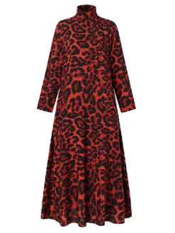 Leopard Print Zip Front High Neck Plus Size Long Dress For Women -Zanzea Shop 61f1bc9f d848 4d7c 81af ed55b9e44e11