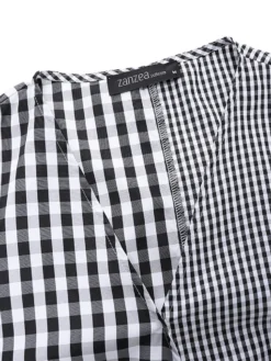 Contrast Plaid Bishop Sleeve Knot Plus Size Blouse 18 Contrast Plaid Bishop Sleeve Knot Plus Size Blouse -Zanzea Shop 61f8a047 521b 4c9f 843f d64451b1cfc7