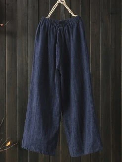 Wide Leg Solid Color Loose Elastic Waist Casual Pants -Zanzea Shop 621c3410 5e3b 4f91 a3bb f11aa39fa791