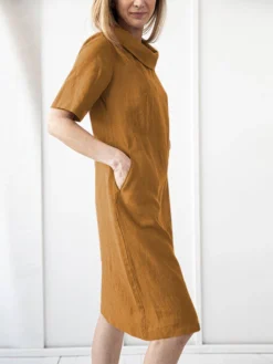 Solid Short Sleeve Pocket Lapel Dress For Women -Zanzea Shop 6282ff6f 38c6 426b a26f 9635e24b17eb