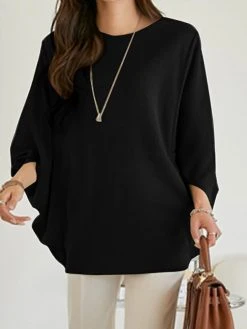 Solid Dolman Sleeve Loose Crew Neck T-shirt -Zanzea Shop 634b7768 b527 4690 9721 c0de41a3434d