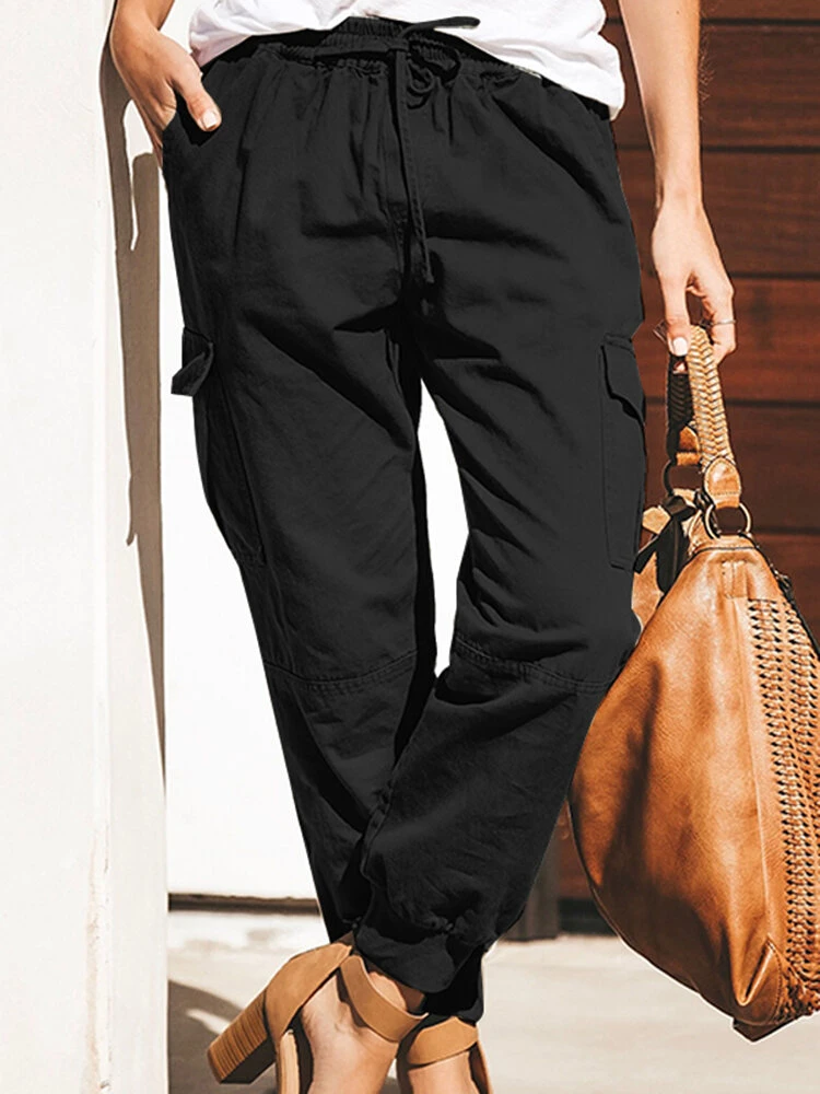 Fashion Solid Color Pocket Cargo Pants For Women 3 Fashion Solid Color Pocket Cargo Pants For Women - Image 3