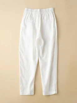 Women Solid Color Cotton Casual Pants With Pocket -Zanzea Shop 643d6d00 5175 428b 84f6 f1dede4bffb5