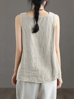 Contrast Slit Hem Sleeveless Crew Neck Casual Tank Top -Zanzea Shop 643e7587 ed80 473c 9383 f6dda6e86382