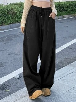 Women Solid Seam Detail Drawstring Waist Wide Leg Pants 13 Women Solid Seam Detail Drawstring Waist Wide Leg Pants -Zanzea Shop 6493d8e5 6c6b 4735 b1d3 395def06ac5d