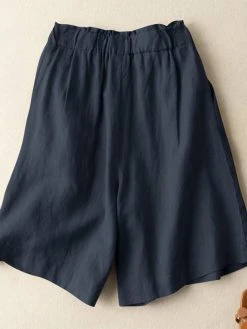 Solid Pocket Ruched Elastic Waist Casual Cotton Shorts -Zanzea Shop 64da3aac e931 4c98 823f 1016ad3a2d03