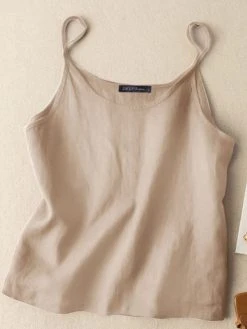 Women Solid Color Casual Spaghetti Strap Cami