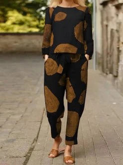 Vintage Printed Cotton Elastic Waist Two-piece Set Suit -Zanzea Shop 66bdc3b5 20ed 4213 b590 0930ab1f21f4