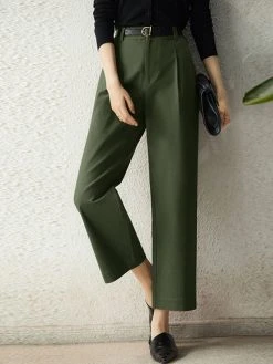 Solid Pocket Straight Leg Tailored Pants For Women -Zanzea Shop 66eb27cf b01b 435b aecb 3a114a3ac9aa