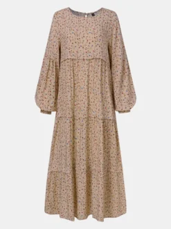 Women Ethnic Floral Print Patchwork Puff Long Sleeves O-neck Dress -Zanzea Shop 67ab0128 153e 4401 81a1 993869145c1d
