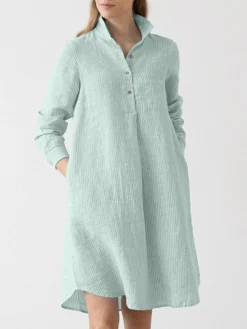 Stripe Print Pocket Button Half Placket Lapel Shirt Dress -Zanzea Shop 68034642 06ab 40c8 83b8 ab8349403b43