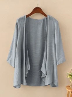 Solid Color 3/4 Sleeves Casual Thin Cardigan For Women -Zanzea Shop 68156e7e e62a 4184 824e 11c6d739b08c