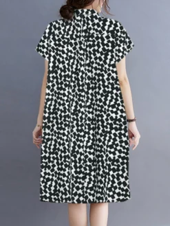 Allover Geo Print Lapel Dual Pocket Short Sleeve Dress 18 Allover Geo Print Lapel Dual Pocket Short Sleeve Dress -Zanzea Shop 68a73131 eabd 45ef bf7b 5ced67e2dc91