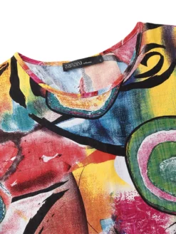 Graffiti Print O-neck Plus Size Loose Dress -Zanzea Shop 69090934 28e9 49fc b0a5 d1979ab104bc