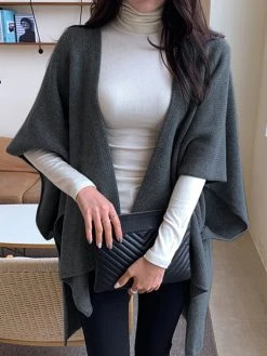 Solid Half Sleeve Cloak Slit Open Placket Cardigan -Zanzea Shop 6933769a cb63 4bcd a455 b6b0d018c745