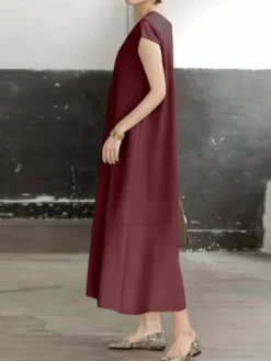 Women Solid Short Sleeve Casual Crew Neck Dress -Zanzea Shop 6a2c77d6 2059 444e a0a0 7c4cb9f9aec8