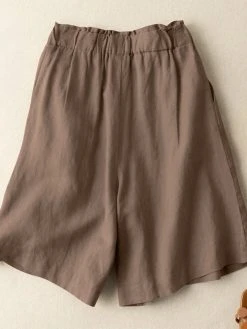 Solid Pocket Ruched Elastic Waist Casual Cotton Shorts -Zanzea Shop 6a9d5a64 0cb6 49b7 914a c881e5dac4e5