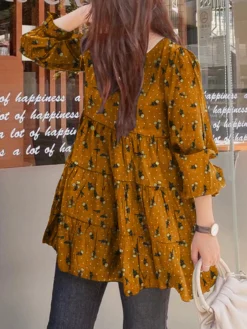 Allover Floral Print Puff Sleeve Crew Neck Casual Blouse 8 Allover Floral Print Puff Sleeve Crew Neck Casual Blouse -Zanzea Shop 6aaf55d9 8728 4038 a568 07027437f79a