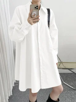 Solid Long Sleeve Lapel Button Front Casual Shirt Dress -Zanzea Shop 6ab85e7c 69a3 46b8 aeb2 09383c935b7e