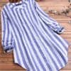 Striped Irregular Button Plus Size Shirt For Women