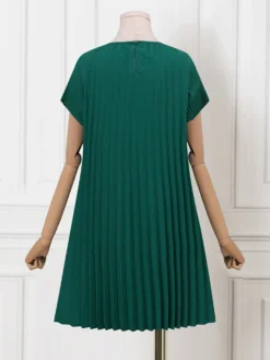 Women Solid Pleated Crew Neck Casual Short Sleeve Dress 12 Women Solid Pleated Crew Neck Casual Short Sleeve Dress -Zanzea Shop 6b89ce75 e1ae 43bd b197 1d451d10a85f