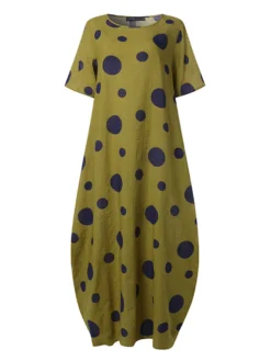 Polka Dot Print Short Sleeve Plus Size Baggy Dress With Pockets -Zanzea Shop 6baa48d5 1838 40e8 8f43 ef5c31000a93