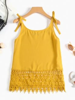 Women Lace Patchwork Hem Tie Straps Casual Cami -Zanzea Shop 6baf1506 a665 4a09 8ebe a315109e6b2a