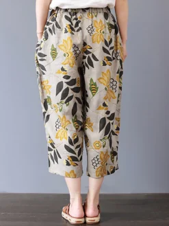 Vintage Floral Print Elastic Waist Plus Size Pants With Pockets -Zanzea Shop 6bba91d0 6d24 4b64 b884 445da163ae3f