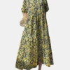 Floral Print Half Sleeve O-neck Loose Dress